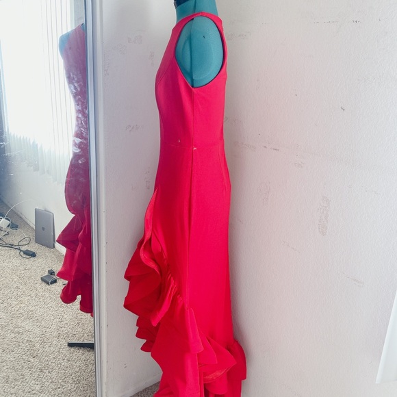 RED BETSY AND ADAM RUFFLE BODYCON SEXY DRESS SZ 8 - Picture 9 of 11